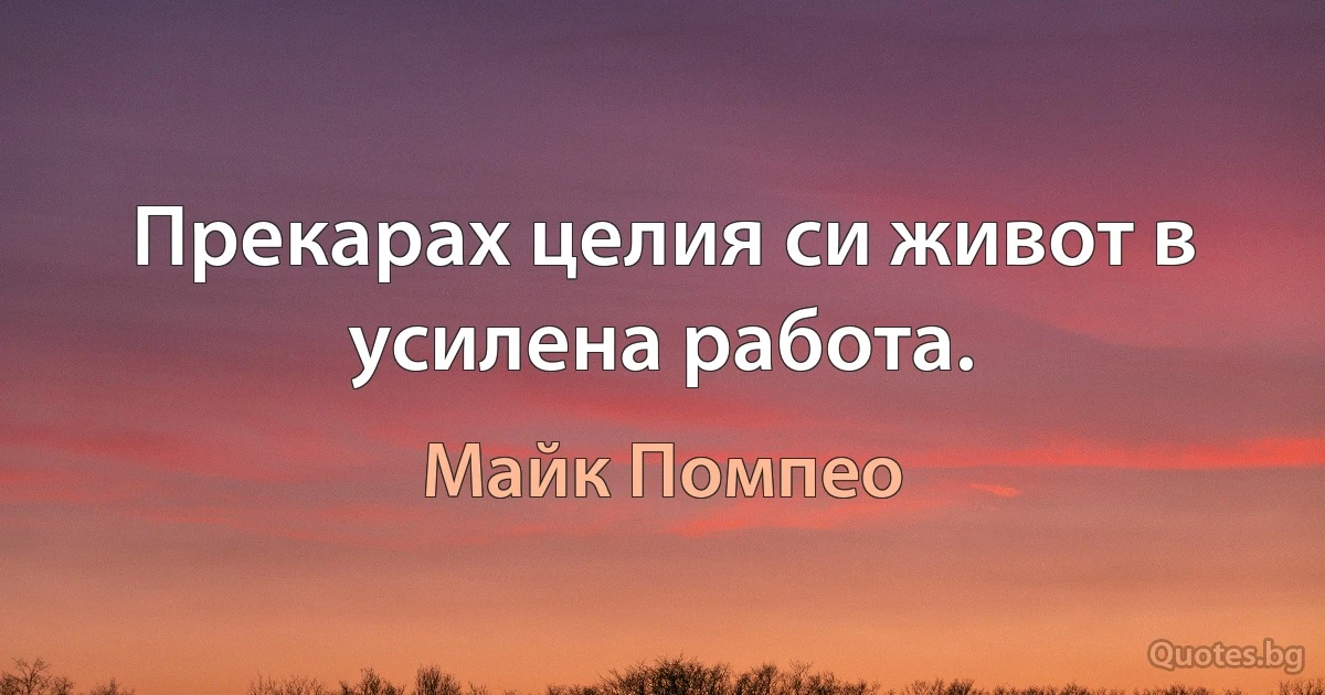 Прекарах целия си живот в усилена работа. (Майк Помпео)