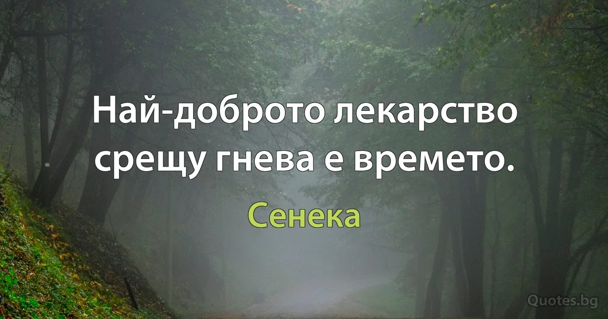 Най-доброто лекарство срещу гнева е времето. (Сенека)