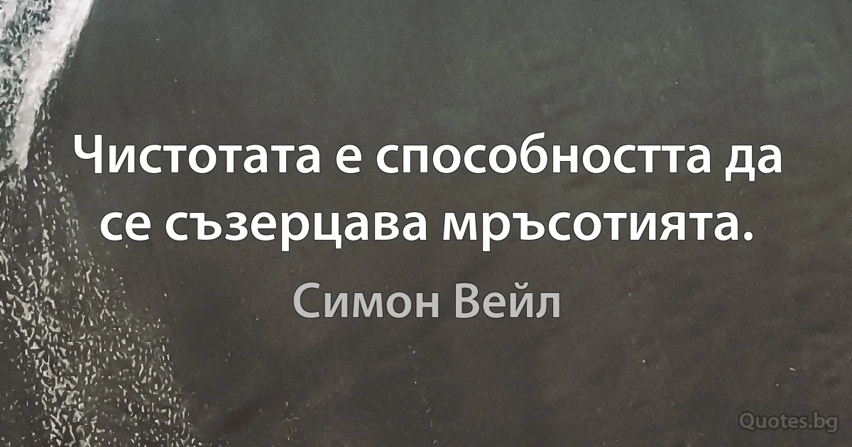 Чистотата е способността да се съзерцава мръсотията. (Симон Вейл)