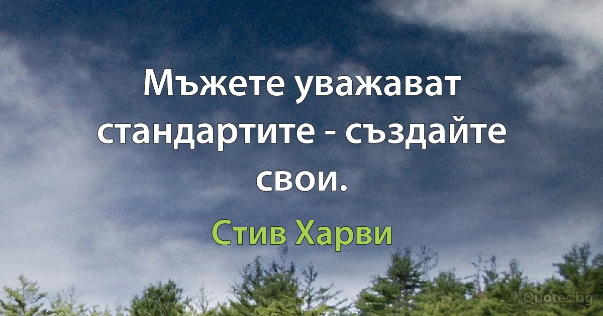 Мъжете уважават стандартите - създайте свои. (Стив Харви)