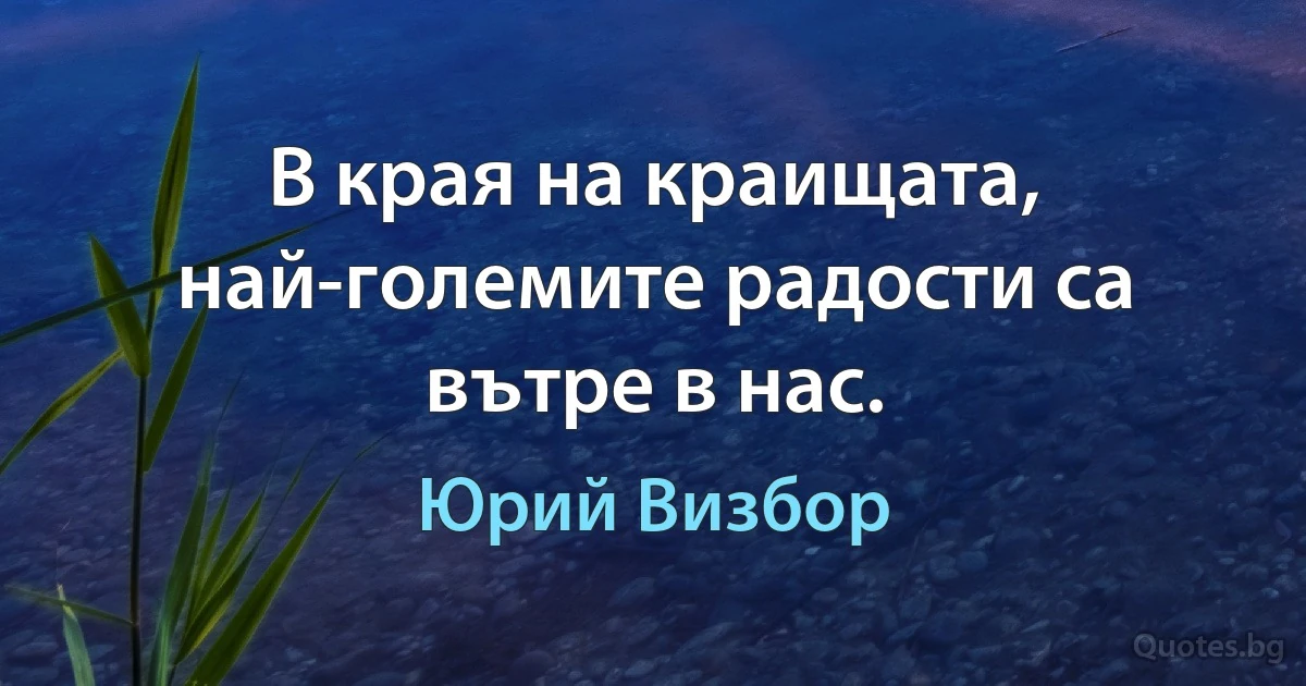 В края на краищата, най-големите радости са вътре в нас. (Юрий Визбор)