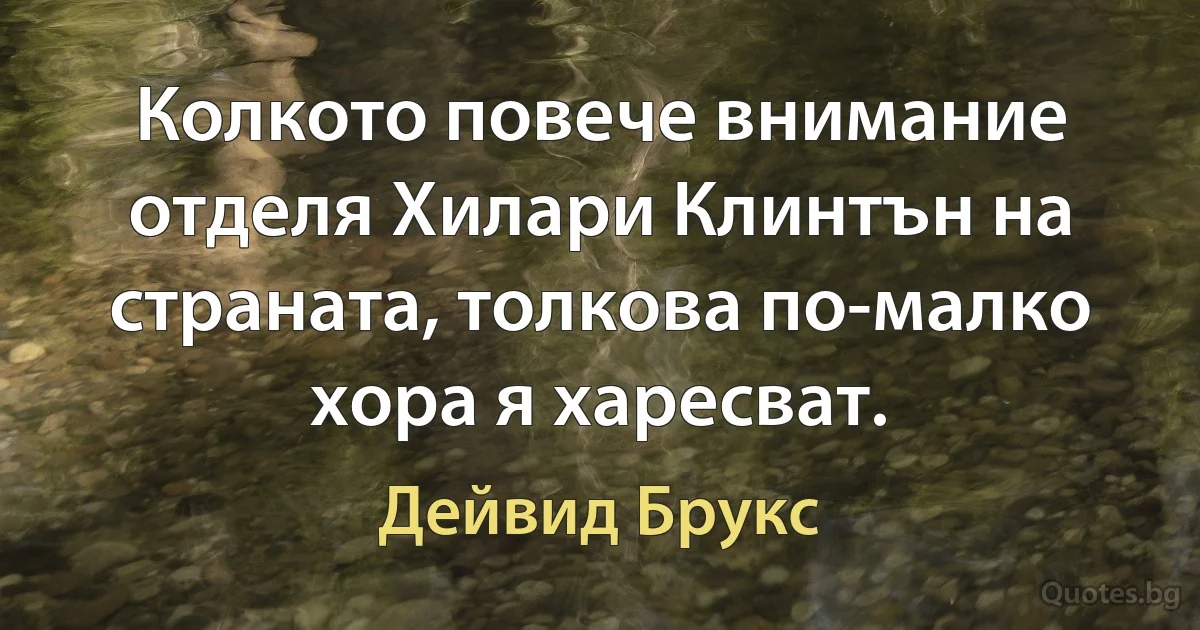 Колкото повече внимание отделя Хилари Клинтън на страната, толкова по-малко хора я харесват. (Дейвид Брукс)