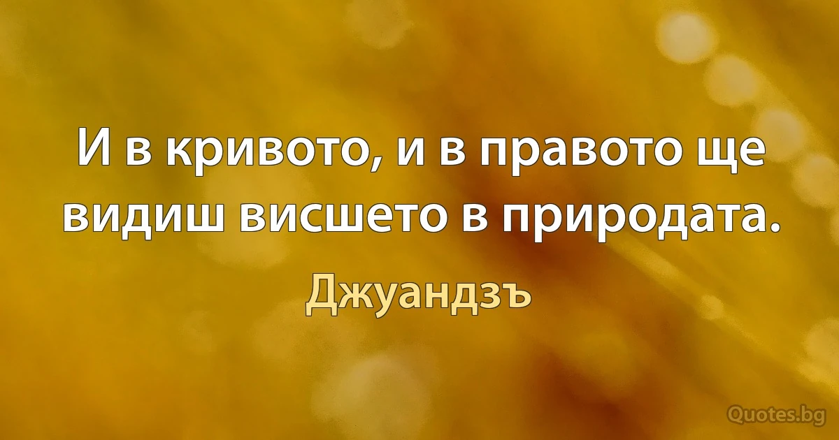 И в кривото, и в правото ще видиш висшето в природата. (Джуандзъ)