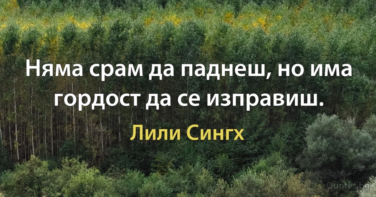 Няма срам да паднеш, но има гордост да се изправиш. (Лили Сингх)