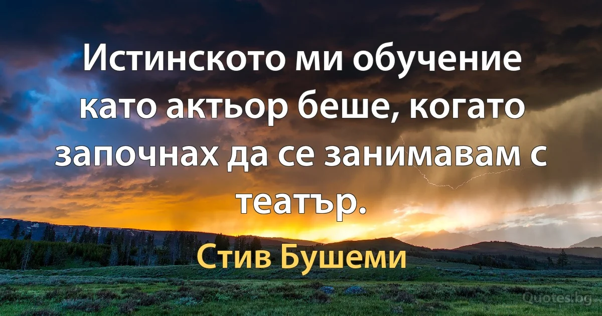 Истинското ми обучение като актьор беше, когато започнах да се занимавам с театър. (Стив Бушеми)