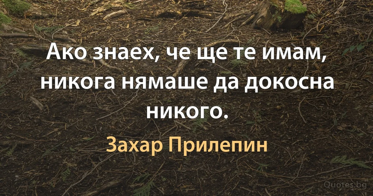 Ако знаех, че ще те имам, никога нямаше да докосна никого. (Захар Прилепин)