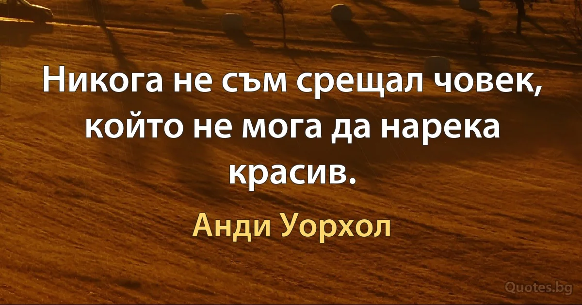 Никога не съм срещал човек, който не мога да нарека красив. (Анди Уорхол)