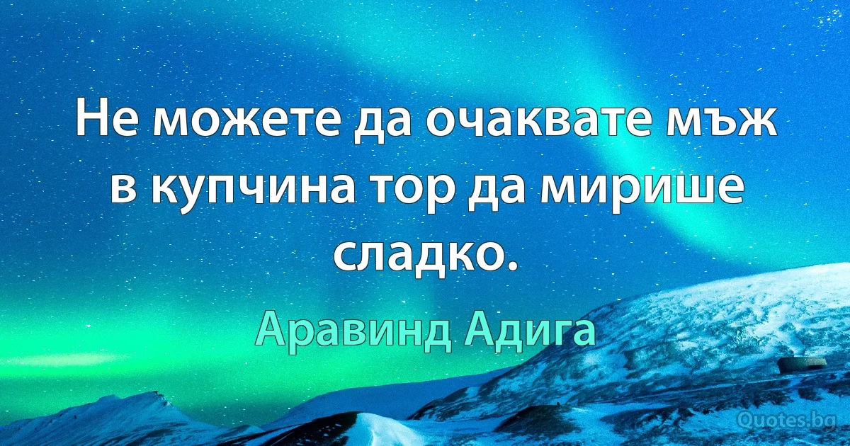 Не можете да очаквате мъж в купчина тор да мирише сладко. (Аравинд Адига)