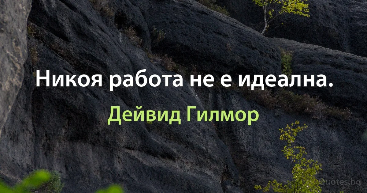 Никоя работа не е идеална. (Дейвид Гилмор)