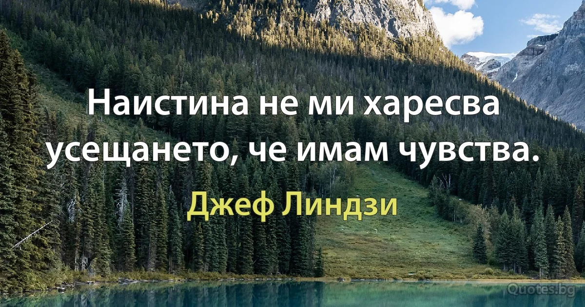 Наистина не ми харесва усещането, че имам чувства. (Джеф Линдзи)