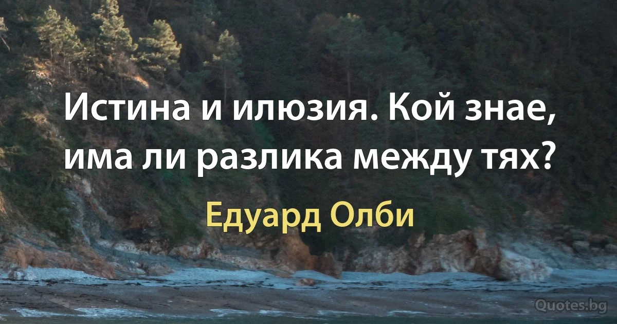 Истина и илюзия. Кой знае, има ли разлика между тях? (Едуард Олби)