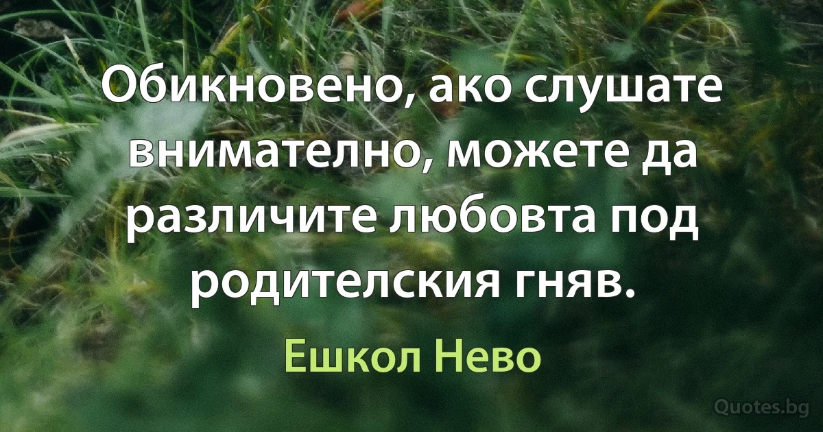 Обикновено, ако слушате внимателно, можете да различите любовта под родителския гняв. (Ешкол Нево)