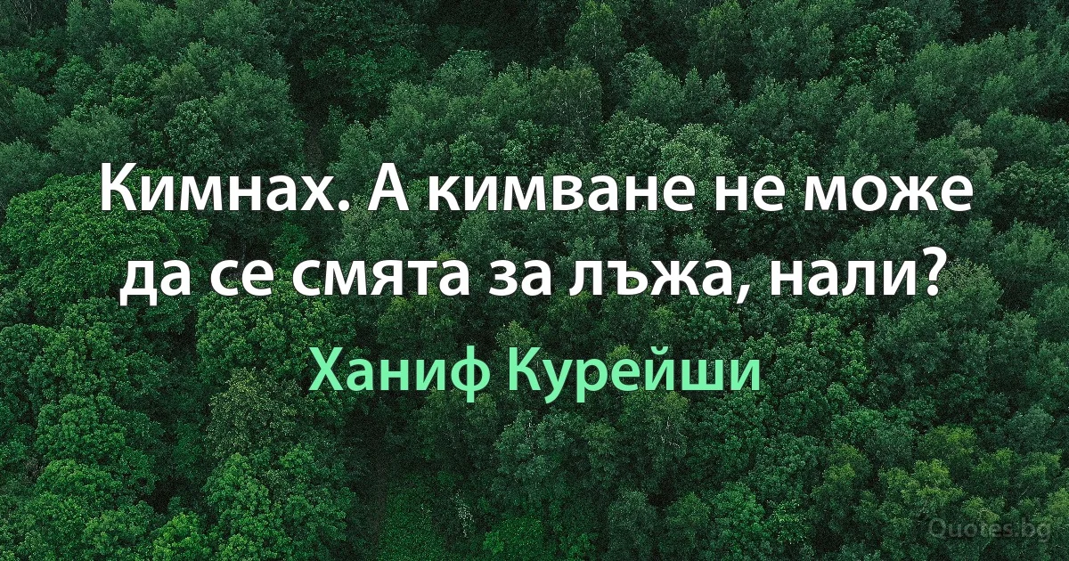 Кимнах. А кимване не може да се смята за лъжа, нали? (Ханиф Курейши)