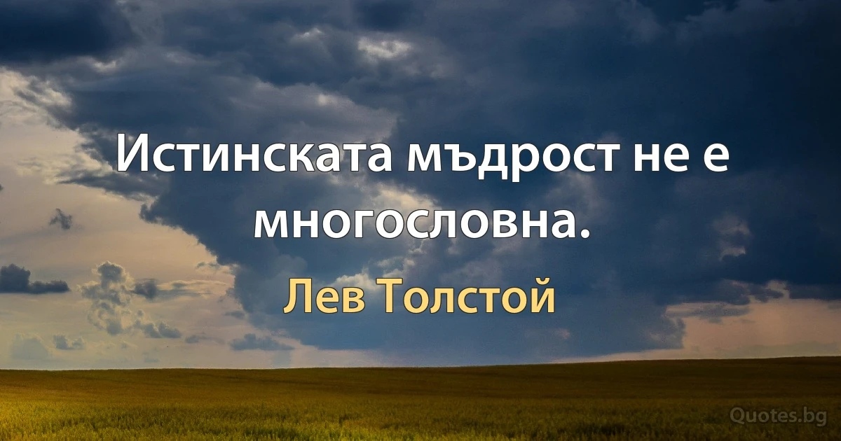 Истинската мъдрост не е многословна. (Лев Толстой)