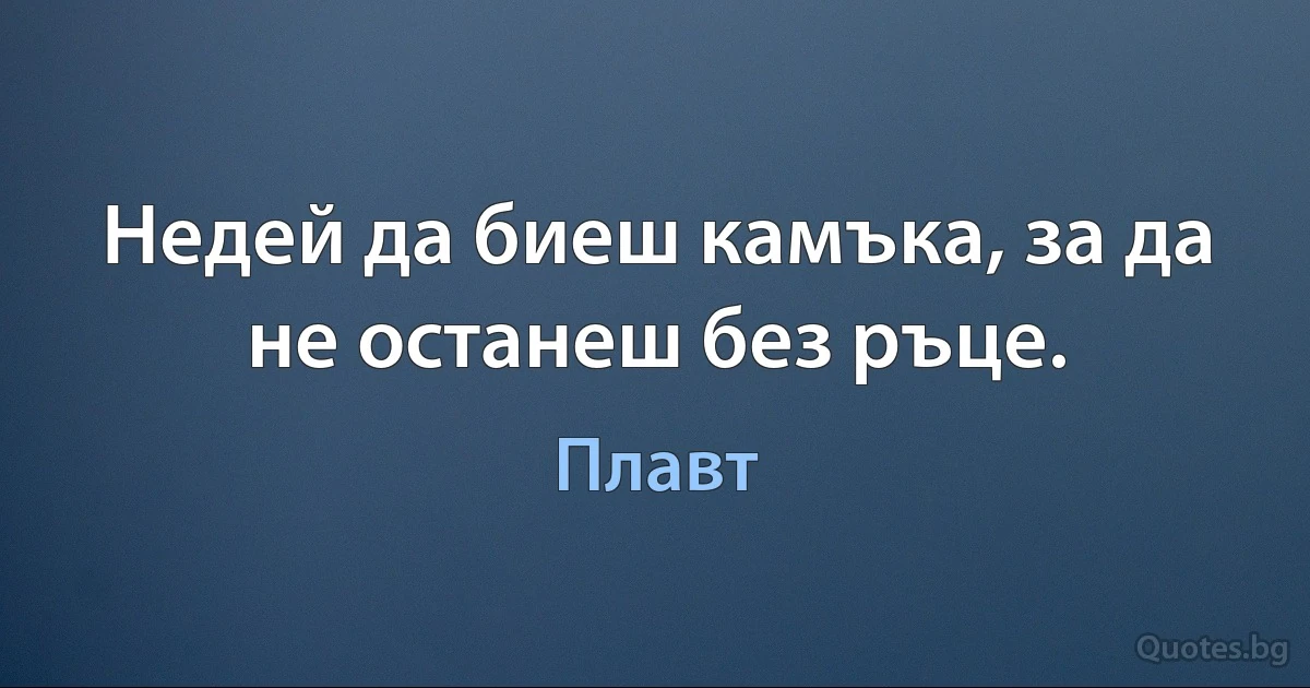 Недей да биеш камъка, за да не останеш без ръце. (Плавт)