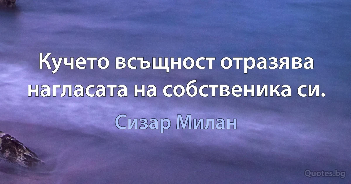 Кучето всъщност отразява нагласата на собственика си. (Сизар Милан)