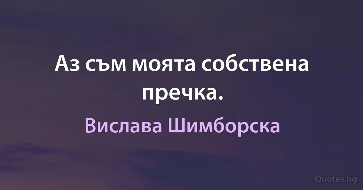 Аз съм моята собствена пречка. (Вислава Шимборска)