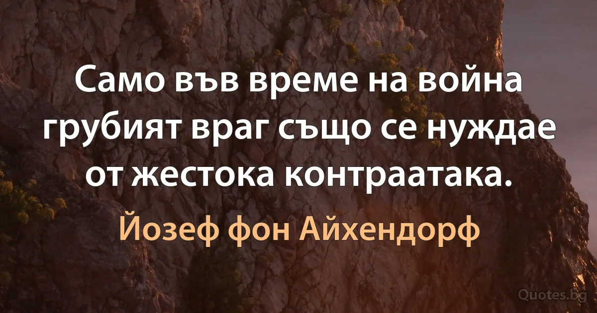 Само във време на война грубият враг също се нуждае от жестока контраатака. (Йозеф фон Айхендорф)