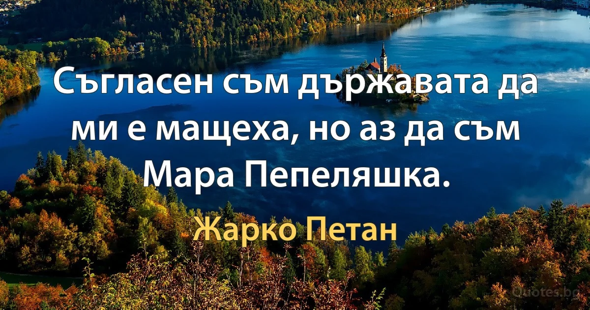 Съгласен съм държавата да ми е мащеха, но аз да съм Мара Пепеляшка. (Жарко Петан)