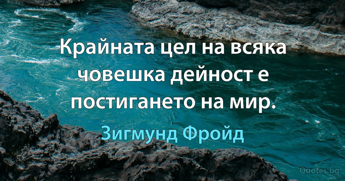 Крайната цел на всяка човешка дейност е постигането на мир. (Зигмунд Фройд)