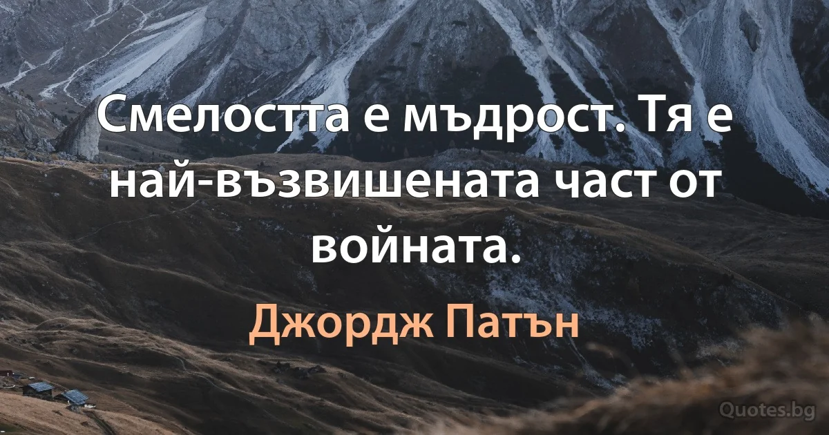 Смелостта е мъдрост. Тя е най-възвишената част от войната. (Джордж Патън)