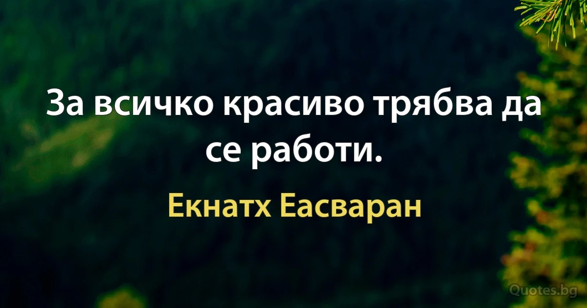 За всичко красиво трябва да се работи. (Екнатх Еасваран)