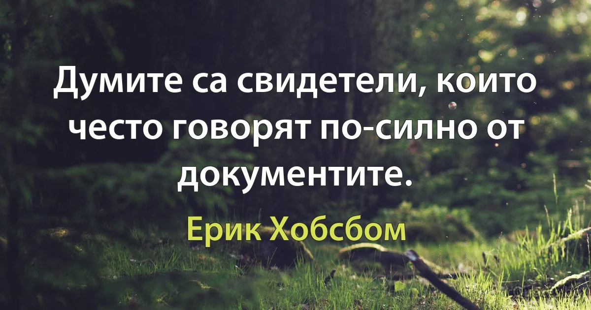 Думите са свидетели, които често говорят по-силно от документите. (Ерик Хобсбом)