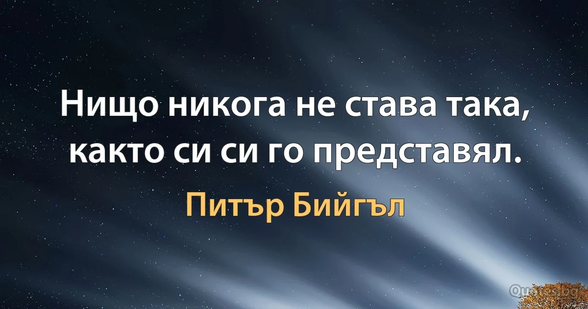 Нищо никога не става така, както си си го представял. (Питър Бийгъл)