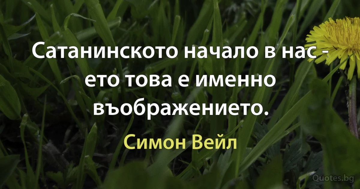 Сатанинското начало в нас - ето това е именно въображението. (Симон Вейл)