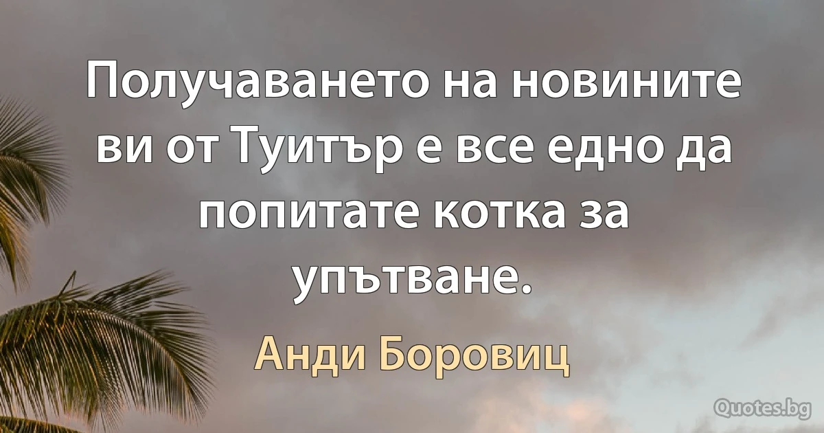 Получаването на новините ви от Туитър е все едно да попитате котка за упътване. (Анди Боровиц)