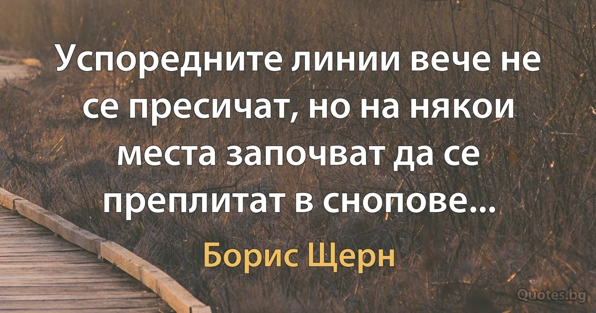 Успоредните линии вече не се пресичат, но на някои места започват да се преплитат в снопове... (Борис Щерн)