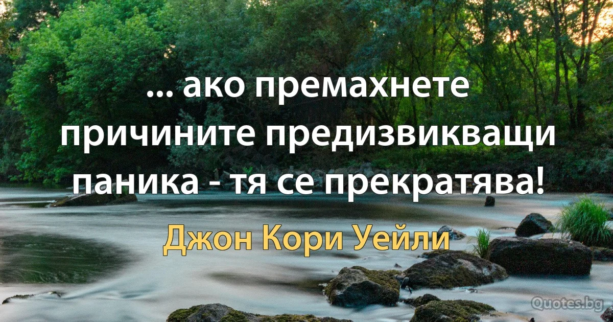 ... ако премахнете причините предизвикващи паника - тя се прекратява! (Джон Кори Уейли)