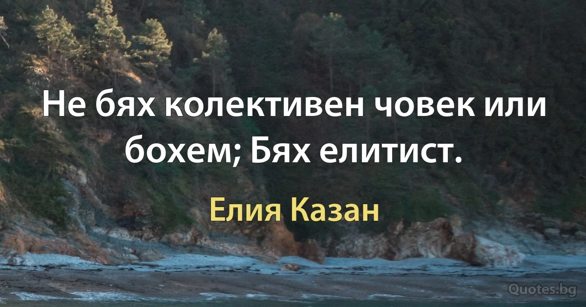 Не бях колективен човек или бохем; Бях елитист. (Елия Казан)