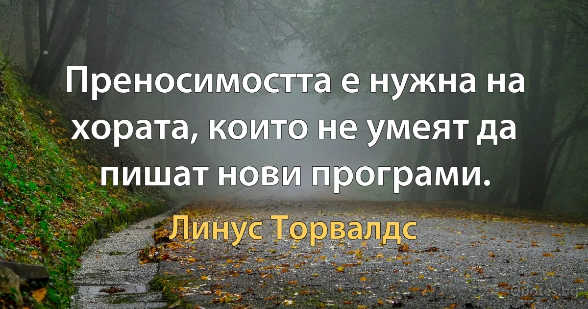 Преносимостта е нужна на хората, които не умеят да пишат нови програми. (Линус Торвалдс)