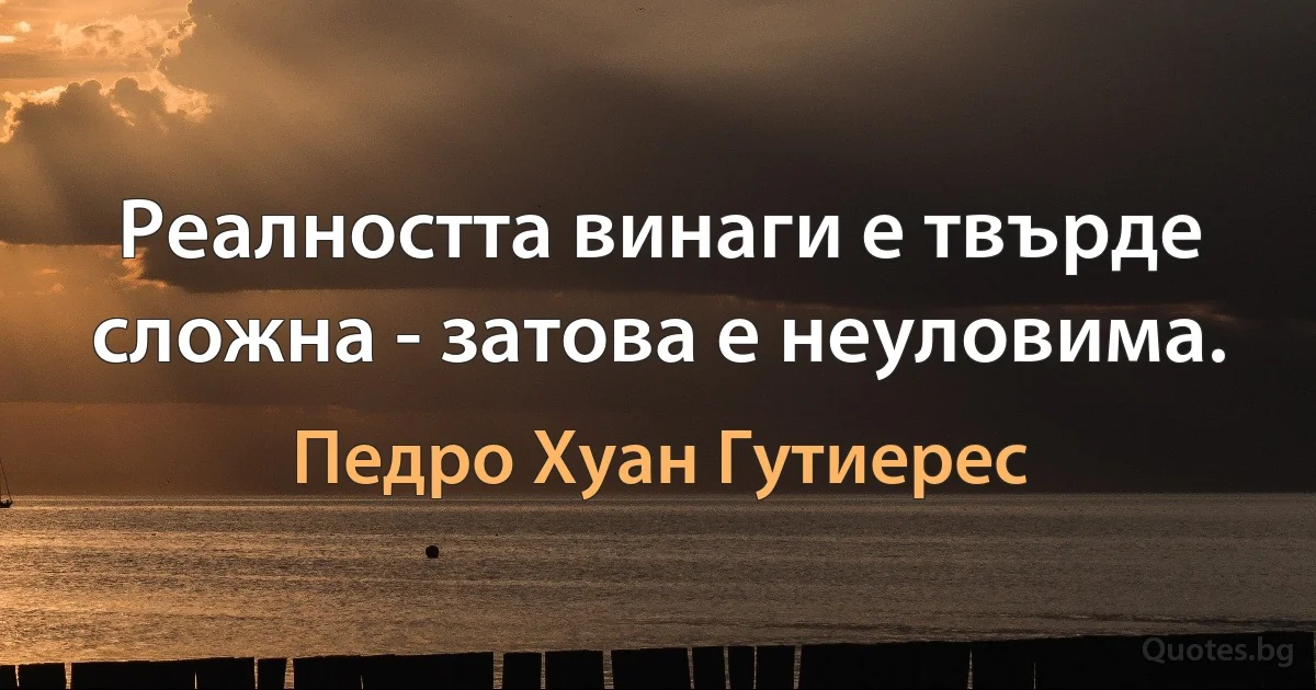 Реалността винаги е твърде сложна - затова е неуловима. (Педро Хуан Гутиерес)