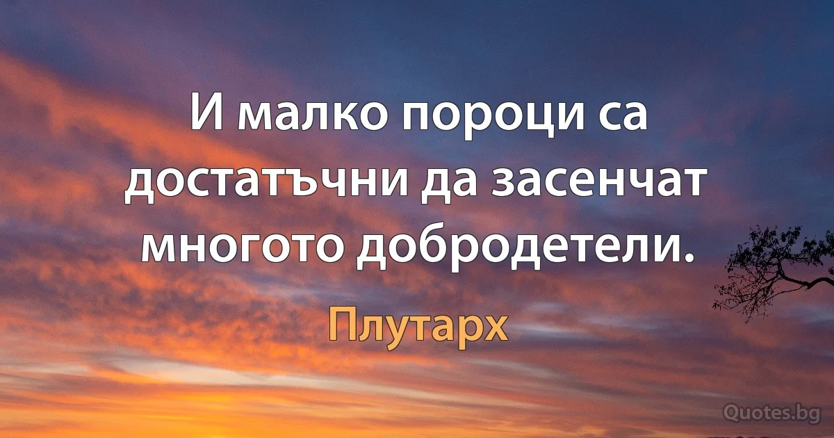 И малко пороци са достатъчни да засенчат многото добродетели. (Плутарх)