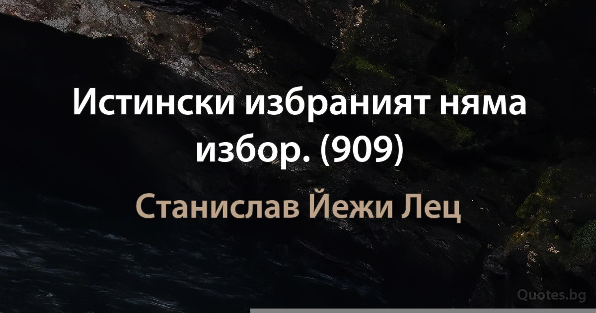 Истински избраният няма избор. (909) (Станислав Йежи Лец)