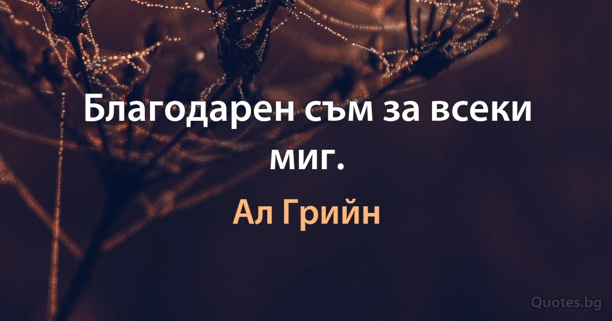 Благодарен съм за всеки миг. (Ал Грийн)