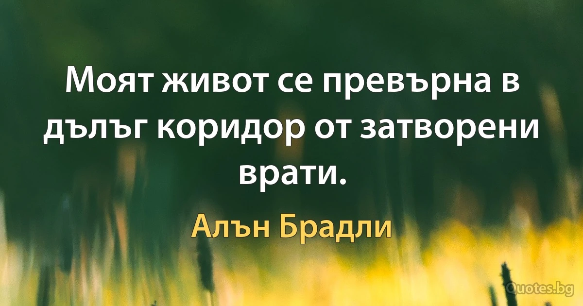 Моят живот се превърна в дълъг коридор от затворени врати. (Алън Брадли)