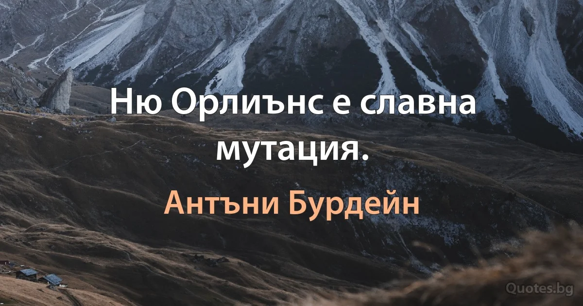 Ню Орлиънс е славна мутация. (Антъни Бурдейн)