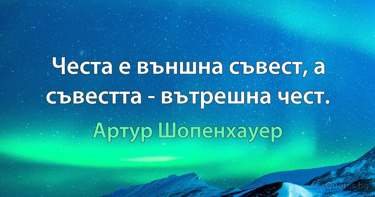 Честа е външна съвест, а съвестта - вътрешна чест. (Артур Шопенхауер)