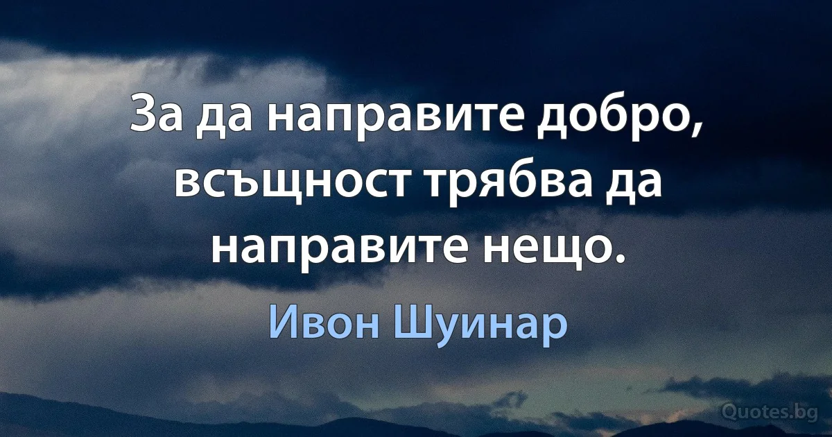 За да направите добро, всъщност трябва да направите нещо. (Ивон Шуинар)