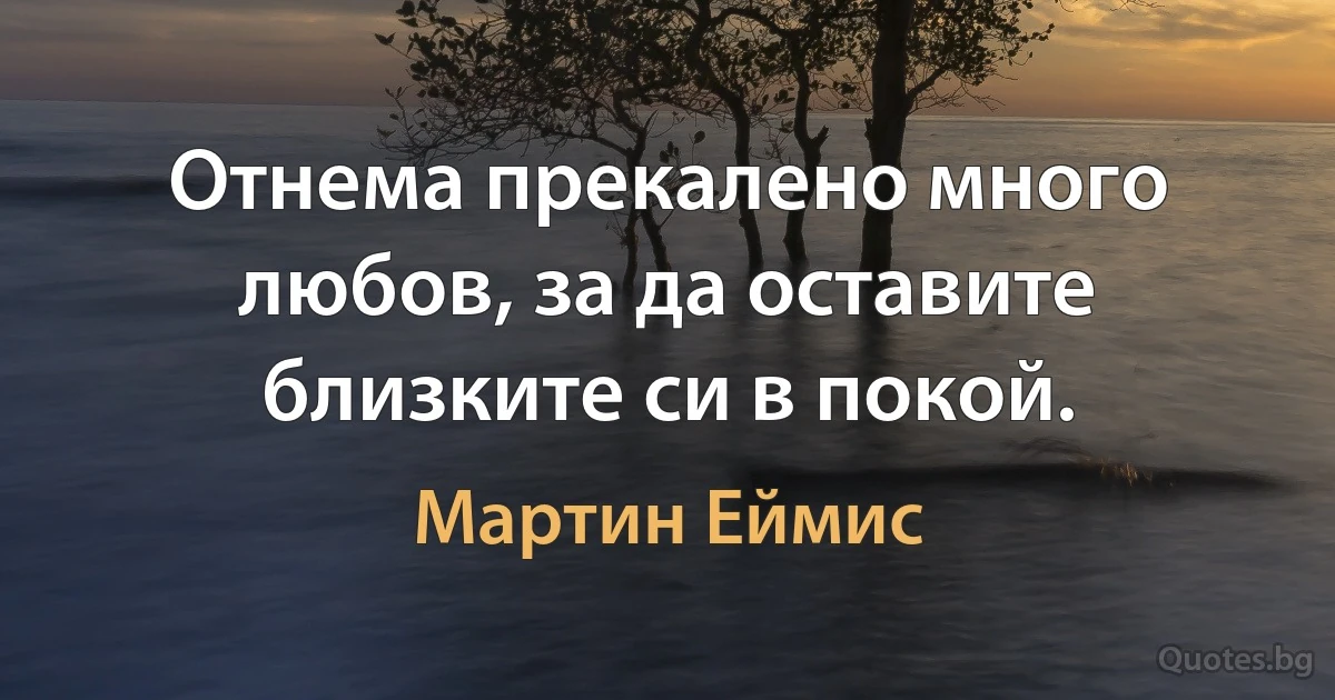 Отнема прекалено много любов, за да оставите близките си в покой. (Мартин Еймис)