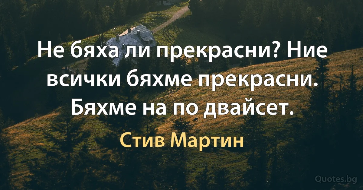 Не бяха ли прекрасни? Ние всички бяхме прекрасни. Бяхме на по двайсет. (Стив Мартин)