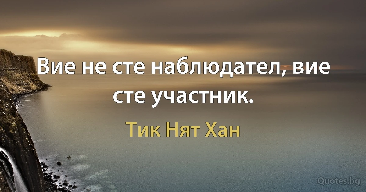 Вие не сте наблюдател, вие сте участник. (Тик Нят Хан)