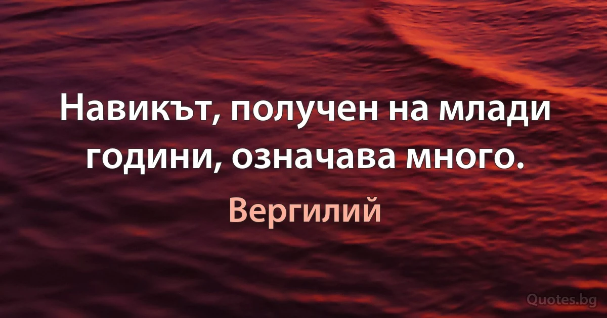 Навикът, получен на млади години, означава много. (Вергилий)