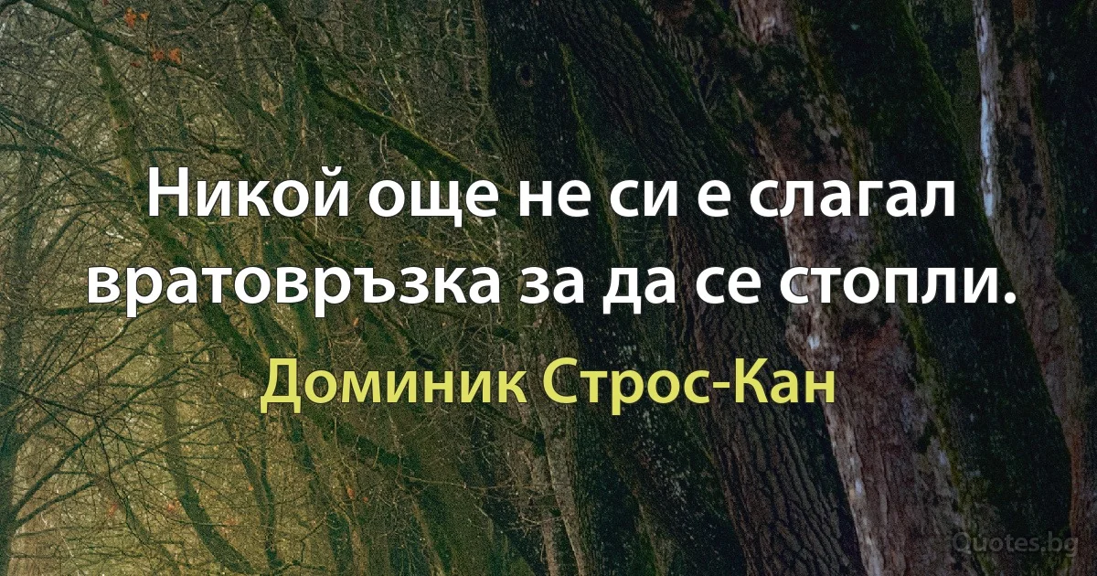 Никой още не си е слагал вратовръзка за да се стопли. (Доминик Строс-Кан)