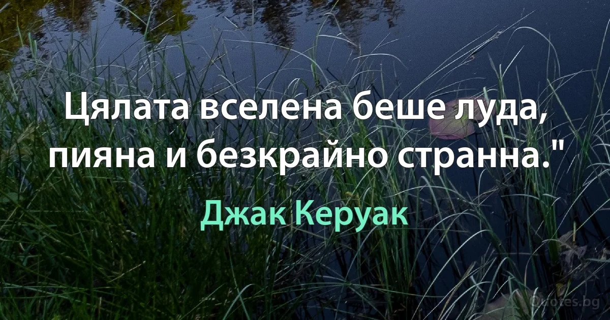 Цялата вселена беше луда, пияна и безкрайно странна." (Джак Керуак)