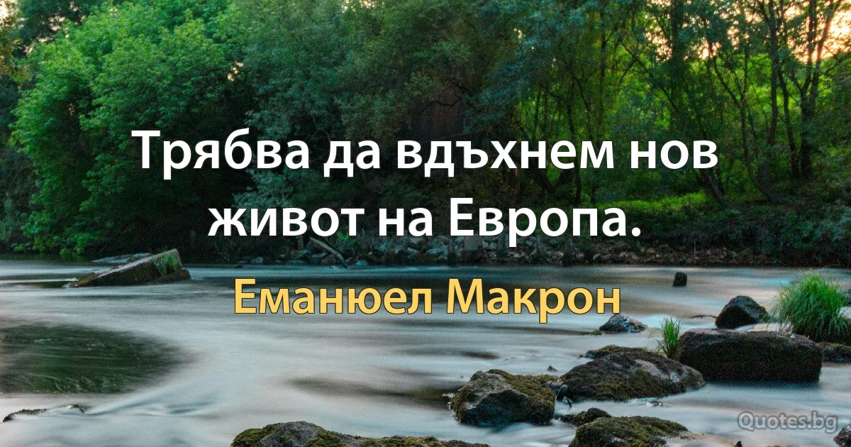 Трябва да вдъхнем нов живот на Европа. (Еманюел Макрон)