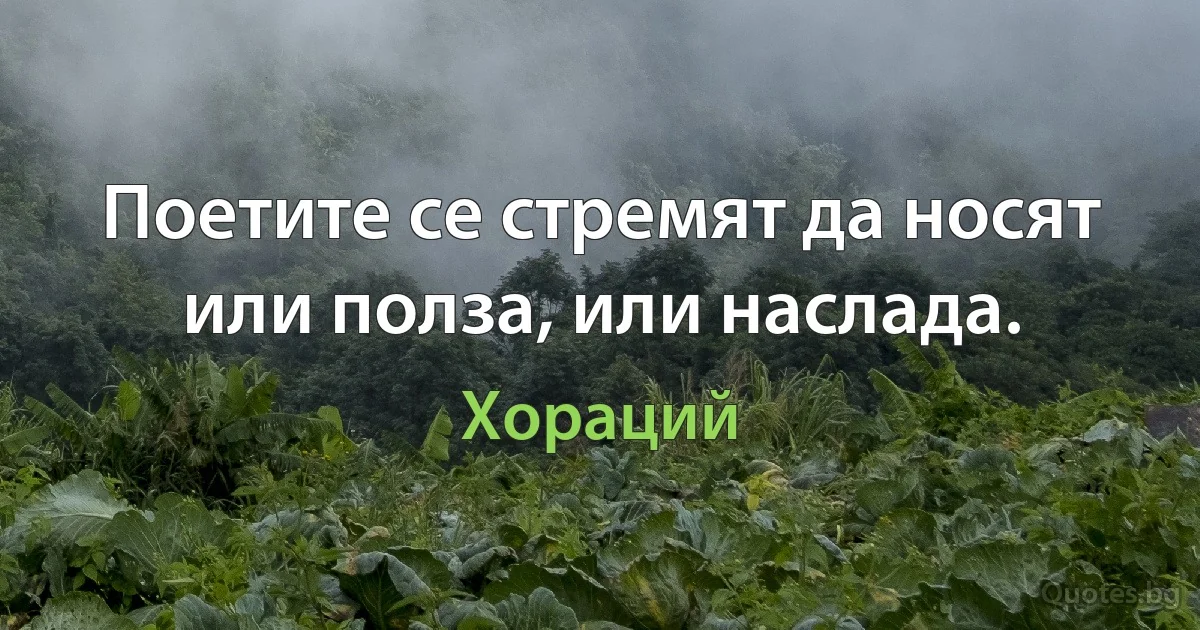 Поетите се стремят да носят или полза, или наслада. (Хораций)